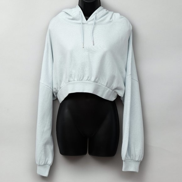NWT OAK+FORT Cropped Powder Blue Hoodie - Picture 1 of 6